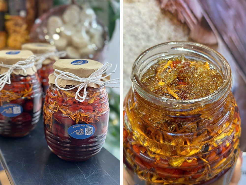 Mật ong khoái ngâm tổ yến, nấm đông trùng, táo đỏ, kỷ tử